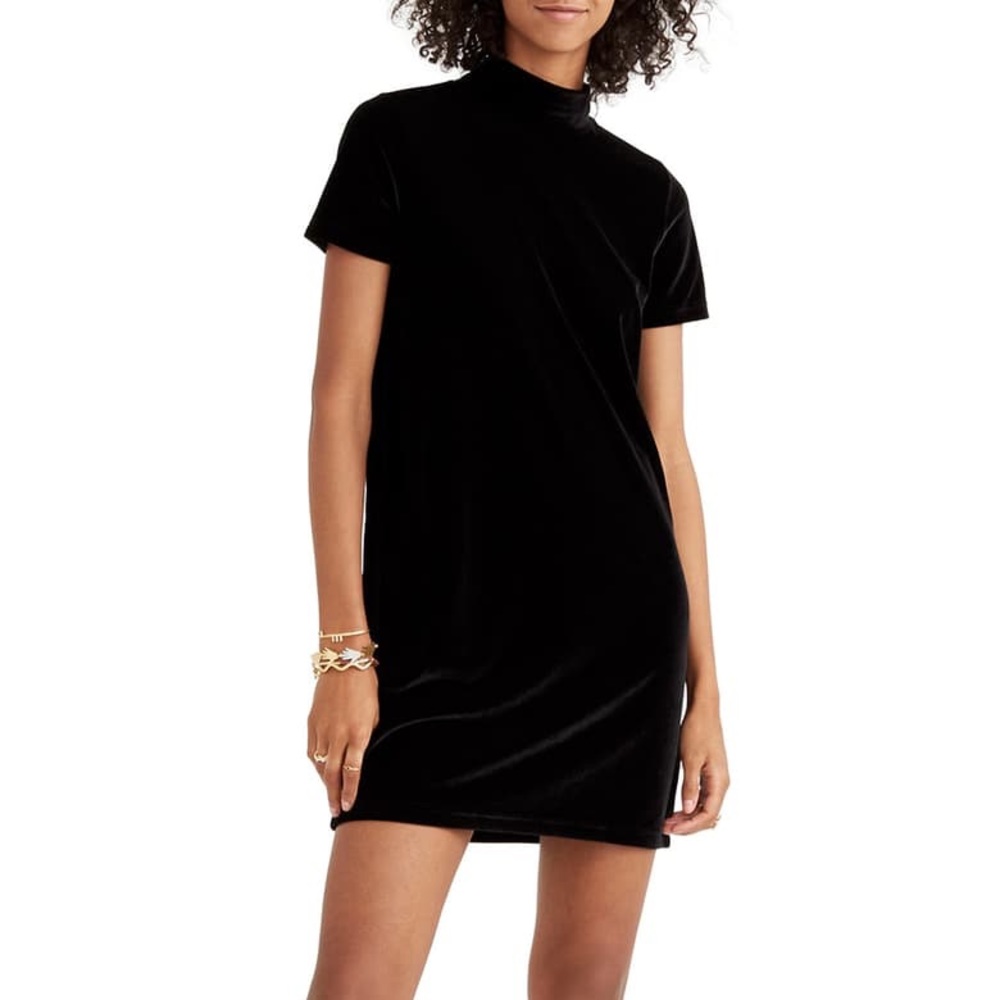 NWOT Madewell Black Velvet Mockneck Dress